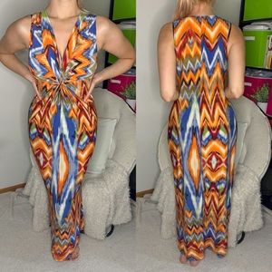 Zig zag print maxi dress